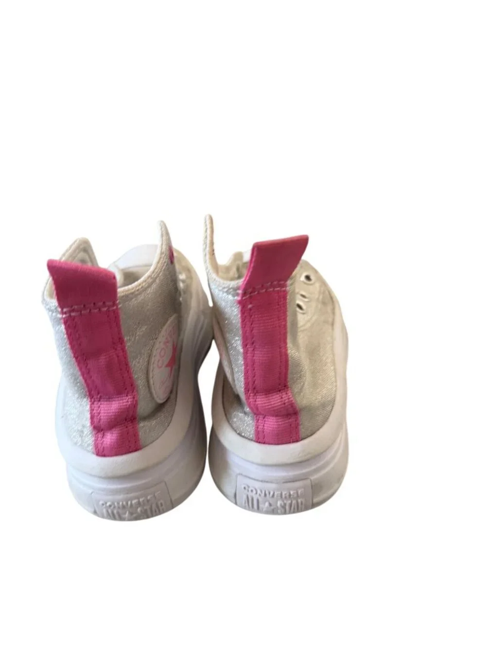 CONVERSE Girls Silver Platform Hi Top Sneakers Size 11.5